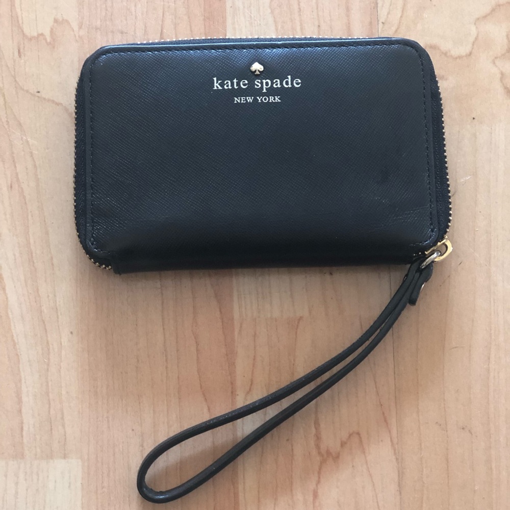 Kate Spade Black leather Wristlet